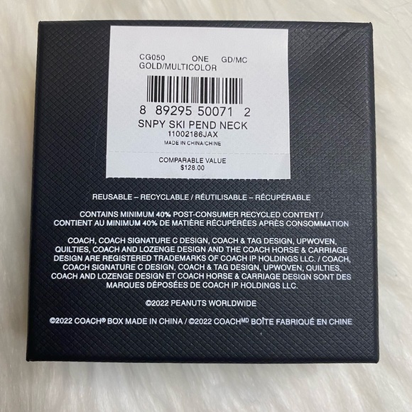 NEW Coach X Peanuts Snoopy Ski Pendant Necklace 16"-18" with Box CG050 - Picture 2 of 2